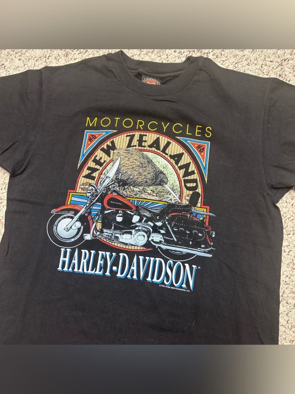 Vintage 1992 Harley Davidson Motorcycles New Zealand Black T Shirt Sm Australia